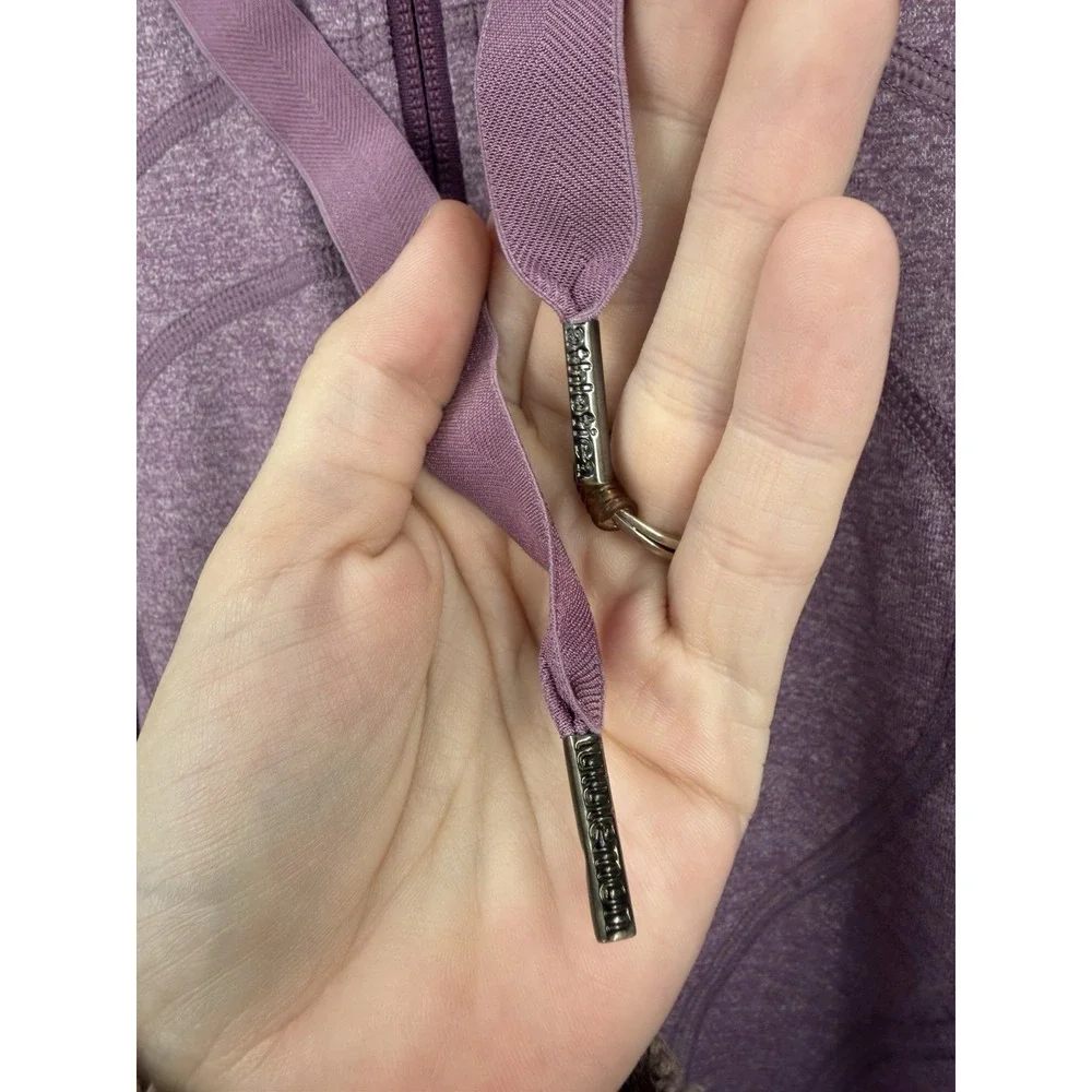 Lululemon Stride Jacket II Heathered Black Cherry Women 8 Luon Hooded Full Zip